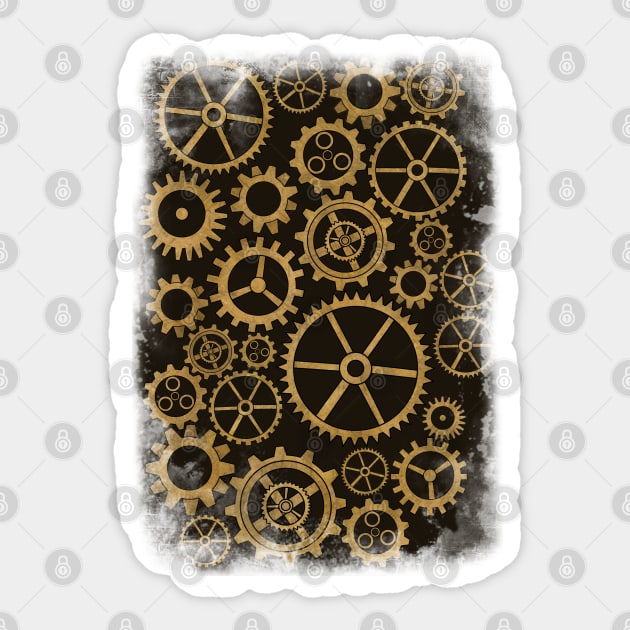 SteamPunk Golden Gears Sticker by ShutterStudios